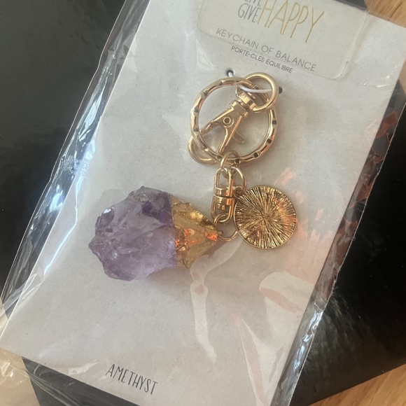 Paper Destiny gold and purple amethyst keychain of balance NWT - Picture 2 of 4
